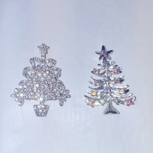 Vintage Grannycore Christmas tree Brooches -set of 2